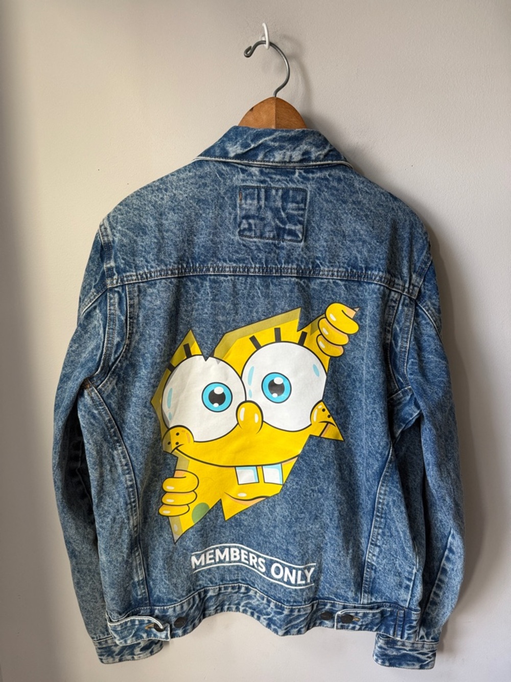 Members Only Nickelodeon SpongeBob Acid Wash Denim Jacket Oversized - Picture 2 of 7